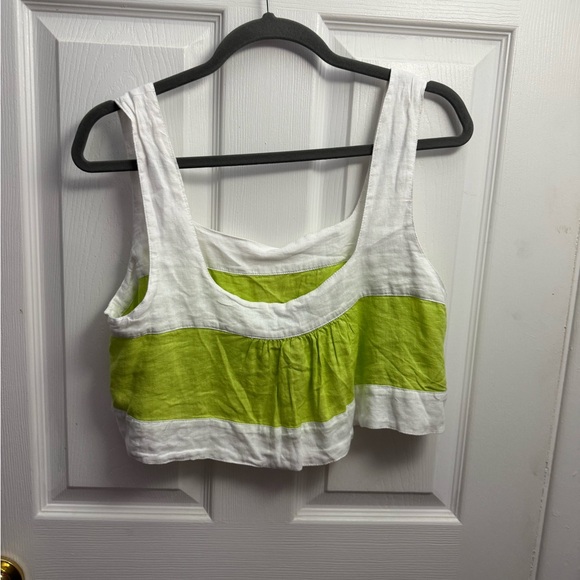 NWOT Haute Hippie White and‎ Lime Crop Top - Picture 2 of 3
